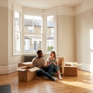 First time buyers moving into their new home in Harpenden.